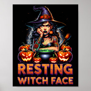 Affiche Visage de Sorcière au Repos Drôle Sarcasme Hallowe
