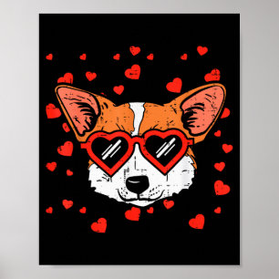 Affiche Visage de Welsh Corgi Cœur Gles Mignon Saint-Valen