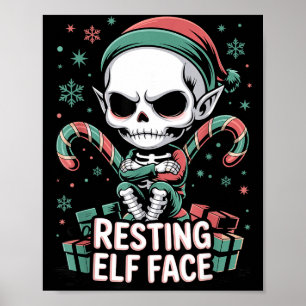 Affiche Visage d'elfe au repos Noël drôle mignon créatures