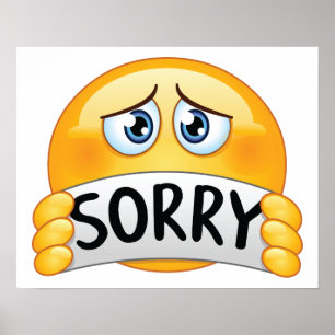 Affiche Visage d'Emoji Triste et Désolé Tenant un Panneau