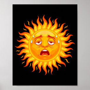 Affiche Visage fatigué en sueur au soleil humour de vague