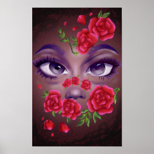 Affiche Visage floral