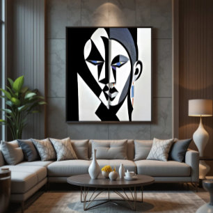 Affiche Visage géométrique abstrait cubiste