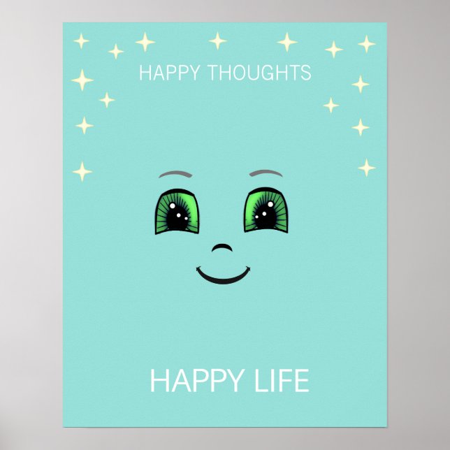 Affiche Visage heureux et pensées heureuses apportent une  (Devant)