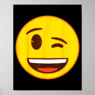 Affiche Visage jaune de sourire clin d'œil Emoji officiel