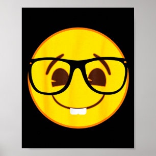 Affiche Visage jaune de sourire de nerd Emoji officiel Gle