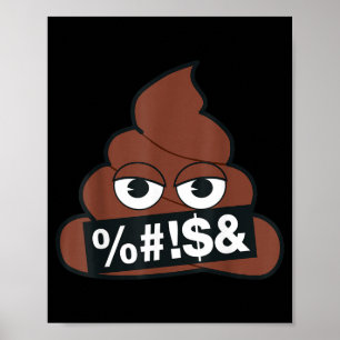 Affiche Visage Jaune Sourire Censuré Caca Emoji Officiel
