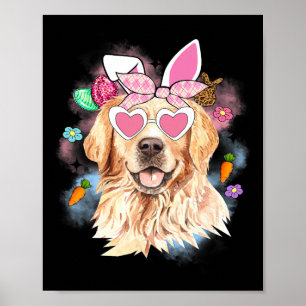 Affiche Visage Mignon Golden Retriever Joyeuses Pâques Ani