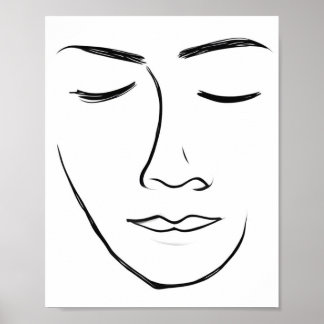 Affiche Visage minimaliste d'art en ligne