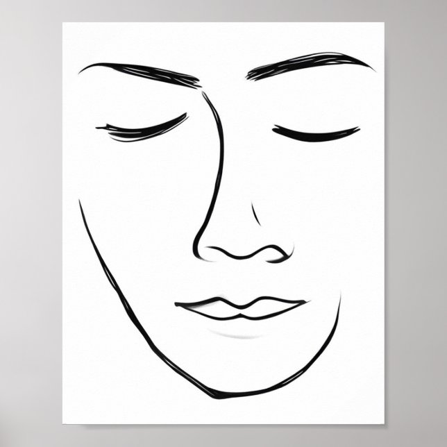 Affiche Visage minimaliste d'art en ligne (Devant)