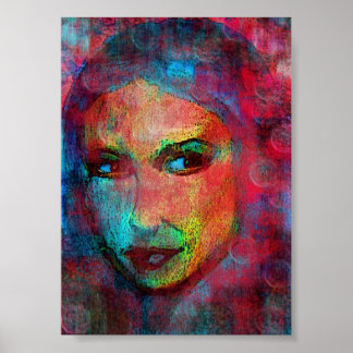 Affiche visage multicolore