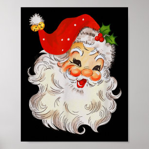 Affiche Visage rétro de joyeux Père Noël vintage St. Nicol