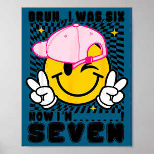 Affiche Visage souriant 7ème anniversaire était 6 7 damier