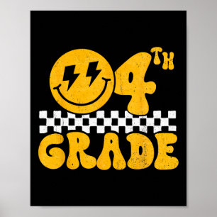 Affiche Visage souriant groovy 4e année professeur de quat