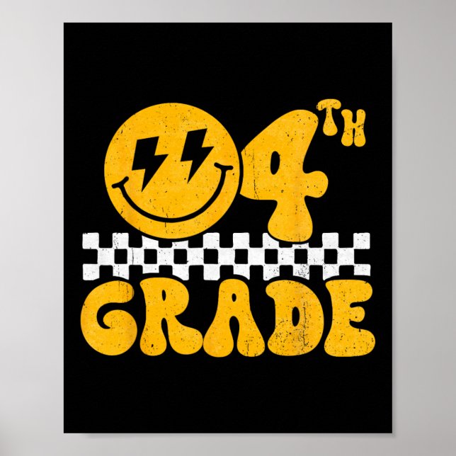 Affiche Visage souriant groovy 4e année professeur de quat (Devant)
