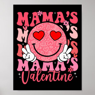 Affiche Visage Souriant Groovy La Saint-Valentin de Maman