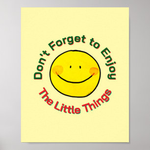 Affiche Visage Souriant Jaune Heureux Profitez des Petites