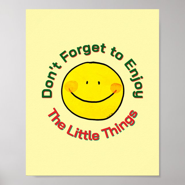 Affiche Visage Souriant Jaune Heureux Profitez des Petites (Devant)