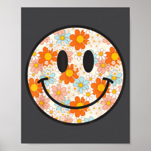 Affiche Visage Sourire Fleur de Daisy Rétro Heureux Style