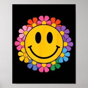 Affiche Visage Sourire Fleur Retro Heureux Esthétique Prép