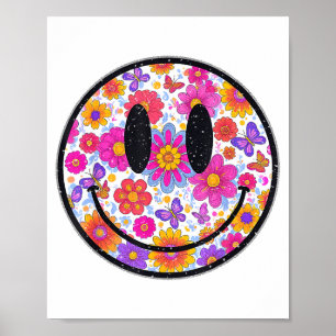 Affiche Visage Sourire Fleur Retro Heureux Hommes Esthétiq
