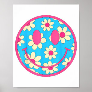 Affiche Visage Sourire Fleur Retro Heureux Hommes Esthétiq