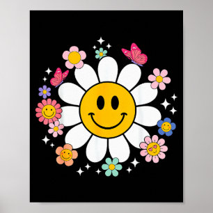 Affiche Visage Sourire Joyeux Rétro Marguerite Style Prépa