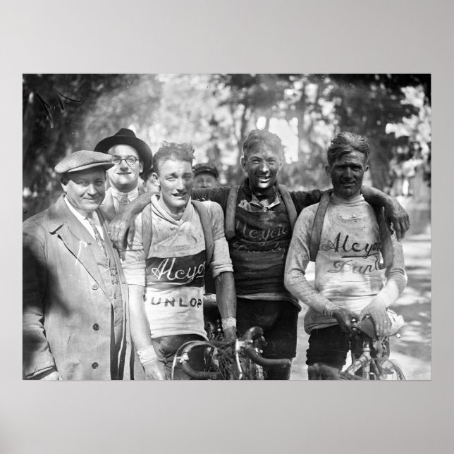 Affiche Visages boueux Tour de France 1928 Après l'étape 1 (Devant)