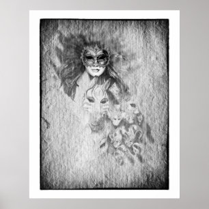 Affiche Visages cachés & Au-delà du masque /Venise