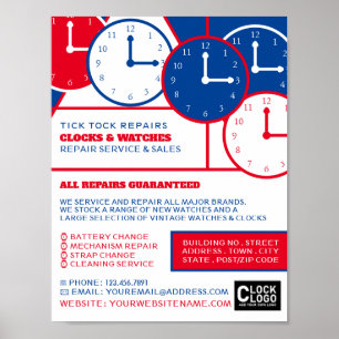 Affiche Visages de l'horloge, Horologiste publicité