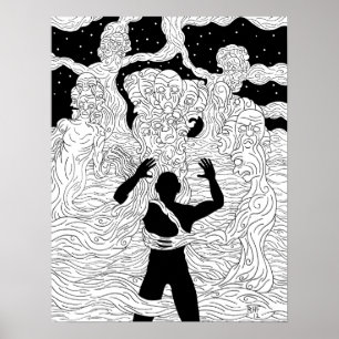 Affiche Visages Et Personnages Dans L'Art Étrange D'Horreu