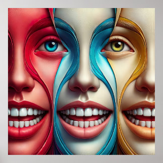 Affiche Visages souriants pour les cliniques dentaires et