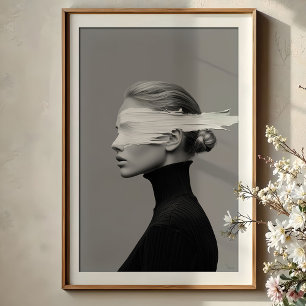 Affiche Vision Abstraite : Portrait de peinture monochrome