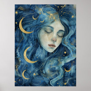 Affiche Visiones Estelares – Déesse de la Lune Indigo