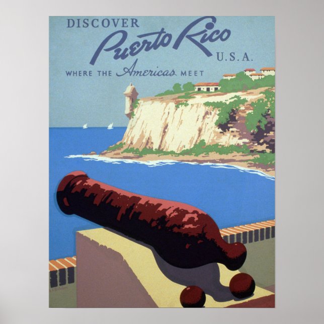 Affiche Visite de la forteresse El Morro, Porto Rico, Vieu (Devant)