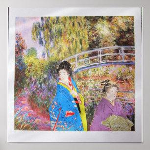 Affiche Visite du jardin de Monet - collage artistique