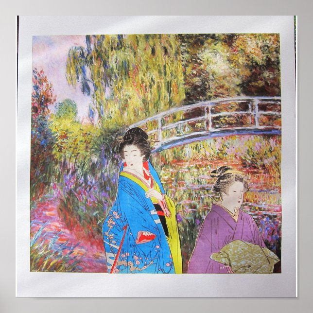 Affiche Visite du jardin de Monet - collage artistique (Devant)