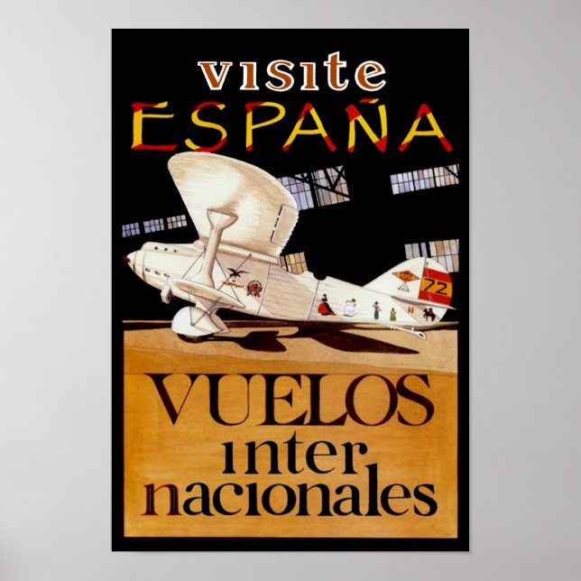Affiche Visite Espana ~ Vuelos Internacionales (Devant)