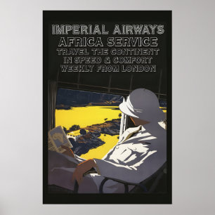Affiche Visite impériale aérienne en Afrique des années 19