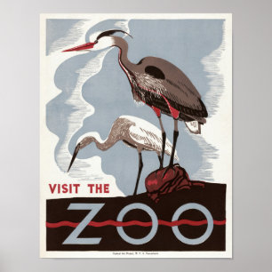 Affiche Visite vintage du zoo