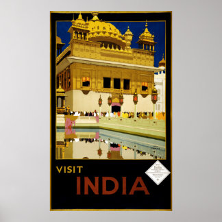 Affiche Visite vintage Inde Golden Temple Travel