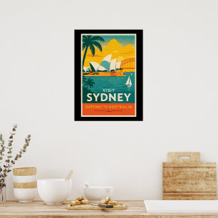 Affiche Visiter Sydney - Retro Sunset Travel