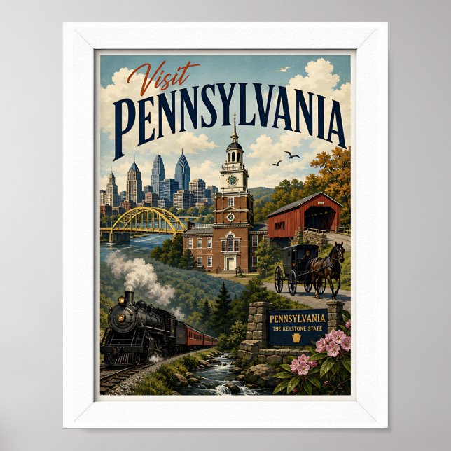 Affiche Visiter Voyage Vintage Pennsylvanie (Devant)