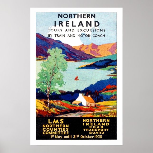 Affiche Visites de paysages d'Irlande du Nord, voyage vint (Devant)