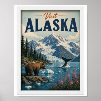 Affiche Visitez Alaska Voyage Vintage