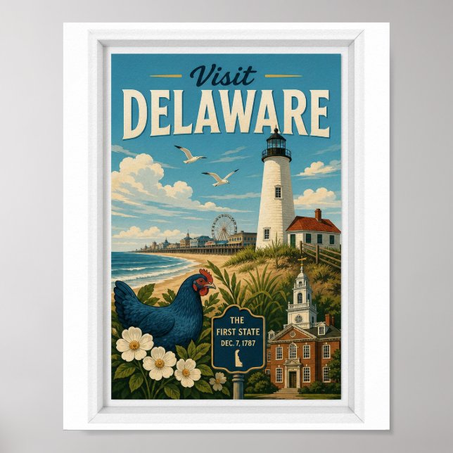 Affiche Visitez Delaware Travel Vintage (Devant)