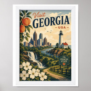 Affiche Visitez Géorgie État Voyage Vintage