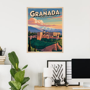 Affiche Visitez Granada Vintage voyage Art