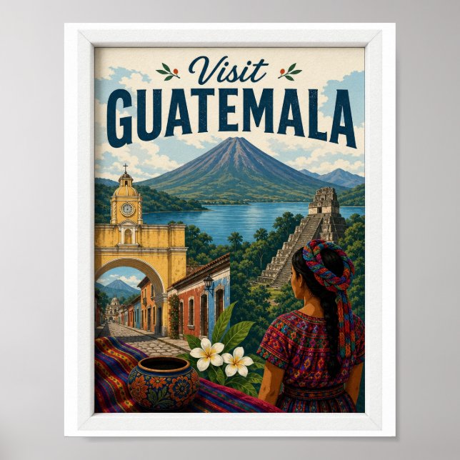 Affiche Visitez Guatemala Voyage Vintage (Devant)