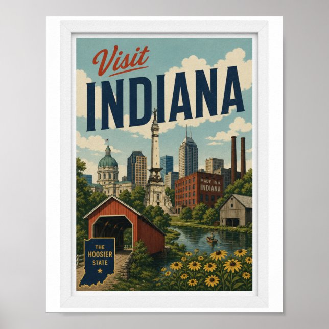 Affiche Visitez Indiana Travel Vintage (Devant)